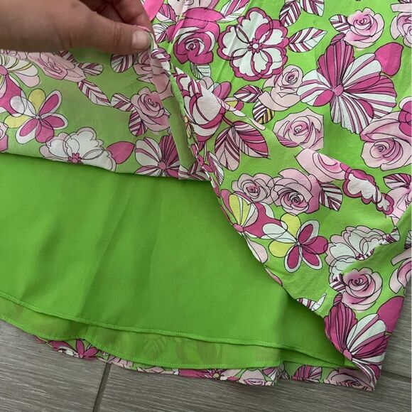 SLB Spring Floral Silk Skirt with Zipper and Tie size M - Picture 6 of 6